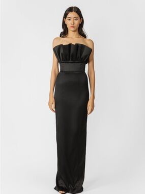 SAU LEE NOAH SATIN STRAPLESS GOWN